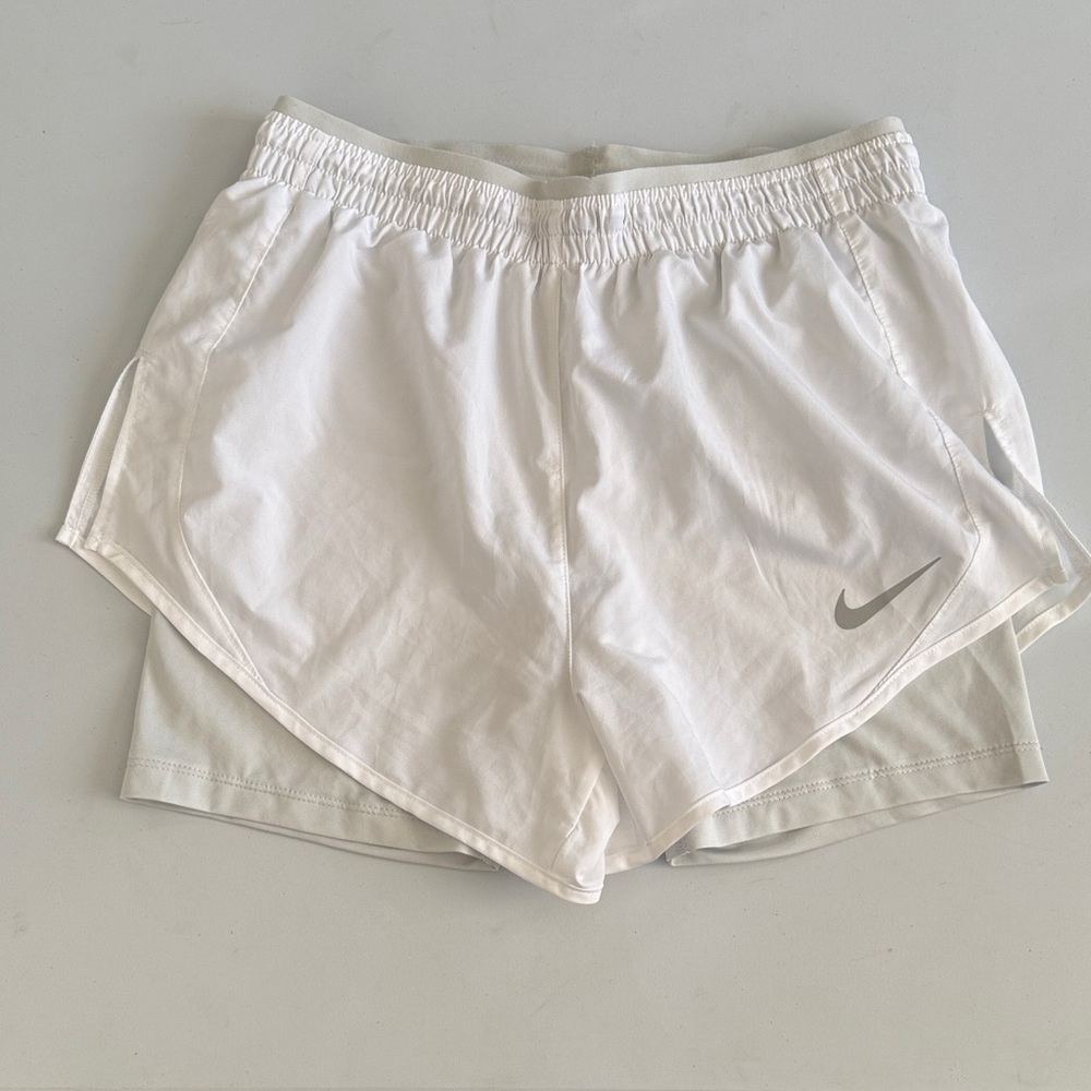 Nike Women's White and Gray Dri-fit Running Athletic Shorts Size XS
